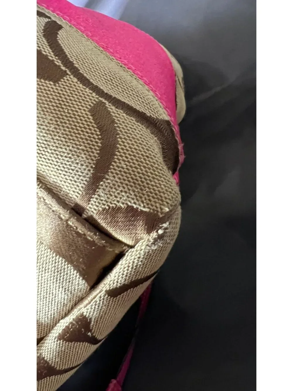 Coach Signature Stripe Diaper/Tote Bag With Pink Trim - Stylish & Functional Bro